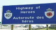 Highway of Heroes sign
