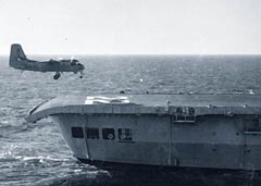 Tracker landing on HMCS Bonaventure